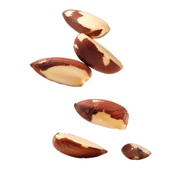 Falling Brazil Nuts isolate on transparency background