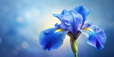 Wall Mural - Elegant blue iris flower isolated on background, blue, iris, elegant, floral, bloom, isolated,background, beautiful, delicate