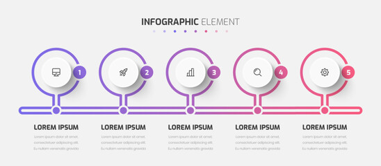 Fototapete - Vector Business Infographic Template with Circle Label 5 sections Good for Presentation
