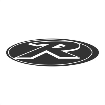 R logo in a circle with a white background. Suitable for use as a graphic design