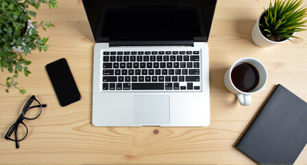 Wall Mural - laptop and coffee