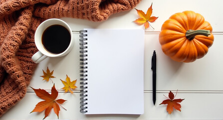 Poster - cup of tea and autumn leaves