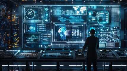 Poster - Digital business technology background with futuristic blue network lines, abstract data connections and cybersecurity concepts, 3d render for tech industry, innovation, and connectivity visuals, idea