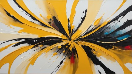 Wall Mural - minimalist abstract oil painting featuring different colors on white background