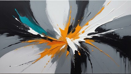 Wall Mural - minimalist abstract oil painting featuring different colors on black background