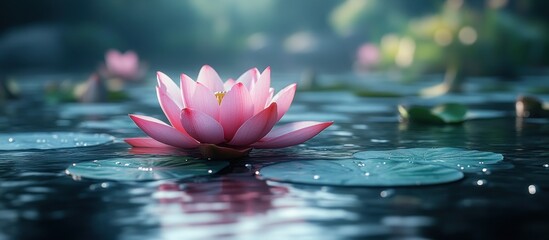 Poster - Pink Water Lily in Bloom