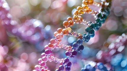 Aufkleber - macro of a dna double helix, a molecule that carries genetic information, with a blurred background.