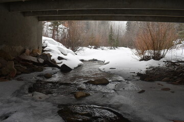 River under a bridge colorado winter