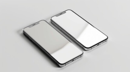 Poster - Isometric smartphone set collection displaying different angles including left, right, front, and top views in a realistic 3d render – ideal for mobile technology, app mockups, and user interface desi