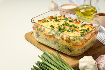 Wall Mural - Concept of tasty and delicious homemade food - potato casserole