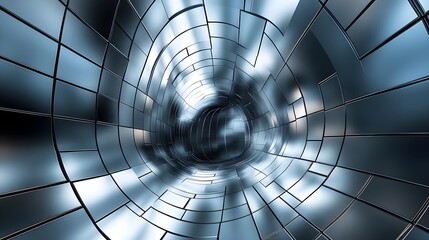 Abstract Silver Metallic Tunnel Background