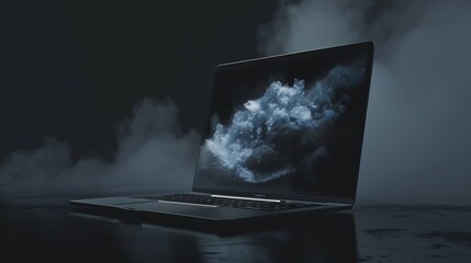 Poster - Realistic laptop computer mockup on a clean desk surface with modern office accessories, ideal for website and app design presentations, digital workspace concepts, and technology showcases