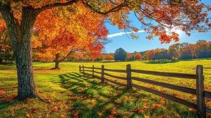 Wall Mural - landscape with fence