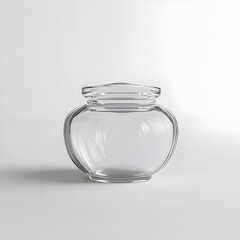 Poster - Elegant glass sugar bowl placed at the center of a white surface reflecting the light and creating a minimalist modern and clean composition