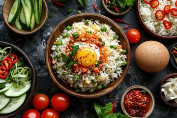 Fried Rice with Egg, Chilli, and Vegetables