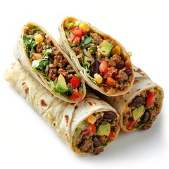 Canvas Print - Two burritos with tasty filling and vibrant colors, ready to enjoy.