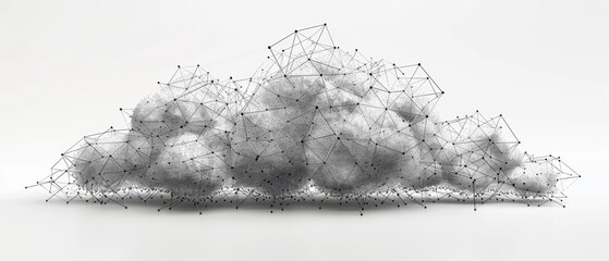 Sticker - Futuristic 3D Hologram of Advanced Cloud Network with Interconnected Nodes on White Background