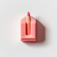 Poster - Closeup image of a bright pink pencil sharpener positioned at the center of a clean white background  This simple