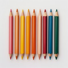 Poster - A vibrant and organized arrangement of various colored pencils displayed in a neat row on a plain minimalist background showcasing the versatility of these essential art and stationery supplies