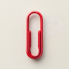 Minimalist and Simplistic Red Paper Clip Placed at the Center and Isolated on a Light Background for a Clean Organized Office or Corporate Concept