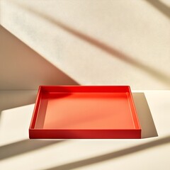 Poster - Neatly Organized Red Letter Tray Placed on Light Surface Backdrop Ideal for Office Business and Administrative Concepts