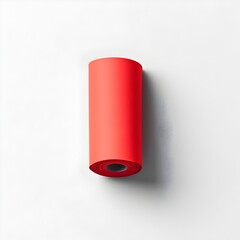 Poster - Closeup of a red sticky note roll placed centrally on a plain and minimalist background  The image showcases the simplicity and essential nature of this common office supply