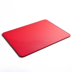 Poster - Sleek and Minimalist Red Desk Mat Lying Flat on a Plain White Background Ideal for Workspace and Office Accessory Designs
