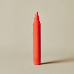Poster - A close up photograph showcasing a vibrant red highlighter standing upright at the center of a light minimalist background  The stationery item is the main focus