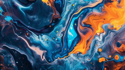 Poster - Vibrant liquid abstract background with flowing swirls of colorful paint, dynamic fluid art with marble effect, perfect for modern design projects, digital art, and creative branding – ideal for wallp