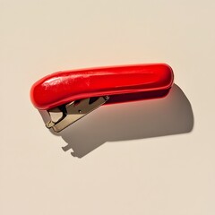 Poster - Photograph of a Red Stapler Remover Centered on a Light Colored Surface Isolated and Minimalist in Design