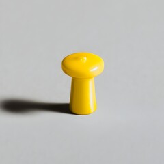Poster - A minimalist photograph showcasing a yellow push pin placed at the center of a plain surface capturing the simplicity and attention grabbing nature of this office supply item