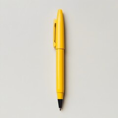 Poster - Closeup of a bright vibrant yellow pen lying flat on a plain light colored surface  This minimalist studio style image is perfect for creating clean modern branding and marketing mockups