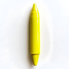 Poster - Close up image of a bright vibrant yellow highlighter marker or pen placed at the center of a clean white studio background  The highlighter is the main subject