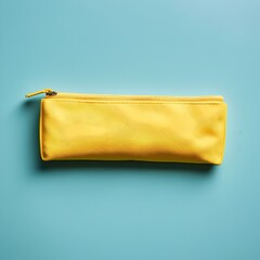 Poster - Vibrant yellow pencil case placed at the center of a plain minimalist background  This simple clean and stylish office supply item is perfect for back to school school business
