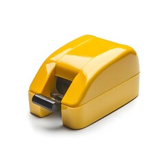 Poster - Vibrant Yellow Tape Dispenser Centered on a Clean White Background   Minimalist Office Supply Photograph with Emphasis on the Product s Design and Simplicity