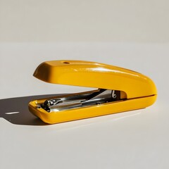 Poster - Centered and Isolated Yellow Stapler Remover Placed on a Plain and Minimalist Light Background with a Simplistic Clean and Modern Composition