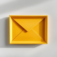 Poster - A simple and modern photograph showcasing a yellow letter tray placed centrally on a light colored surface  The minimal design and clean background create a crisp organized and efficient visual