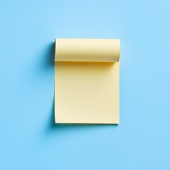 Poster - Close up Image of a Rolled Up Yellow Sticky Note on a Solid Colored Plain Background with Minimalist Composition and Layout