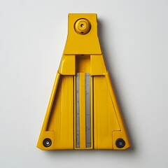 Poster - Sleek and Vibrant Yellow Paper Cutter Placed Centrally on a Plain Background Perfect for Representing Office Supplies Stationery and Organized Workspace Needs