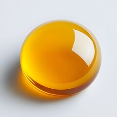 Poster - A close up photograph showcasing a yellow spherical paperweight placed at the center of a white studio surface  The minimalist and simple composition highlights the geometric shape texture