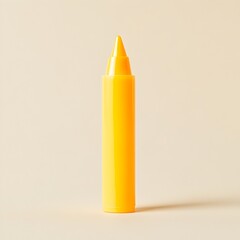 Poster - Upright yellow highlighter office supply item isolated on a plain light background  Graphic design minimalist concept with simple geometric shape and color