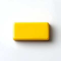 Poster - Closeup Shot of a Bright Vibrant Yellow Eraser Placed Centrally on a Crisp Clean White Background with Ample Copy Space
