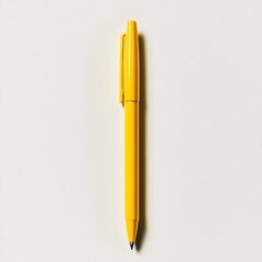 Poster - Vibrant Yellow Pen Holder Lying Flat on a Light Surface Ideal for Office Workspace and Study Area Decor and Organization