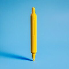 Poster - Centered yellow marker isolated on a plain minimalist background  This simple geometric image can be used for graphic design branding advertising or marketing purposes with a focus on highlighting