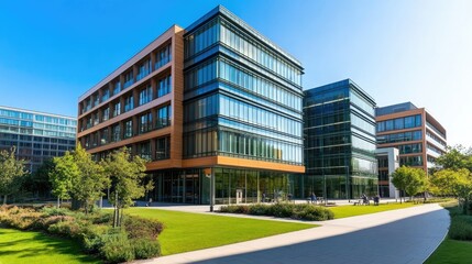 modern university building with glass walls