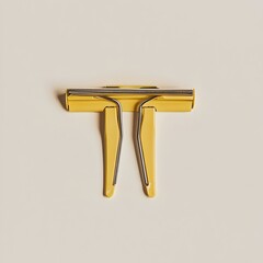 Poster - Minimalist and clean photograph of a single yellow binder clip lying flat at the center of a light background  The clip is a simple office supply accessory with a modern industrial design