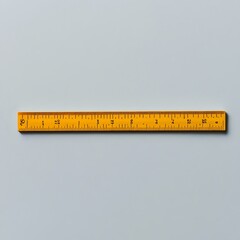 Poster - A minimalist photograph of a yellow ruler lying flat at the center of a plain clean white surface  The ruler is the sole focal point showcasing its simplistic design and precise measurements