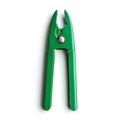 closeup shot of a green hole punch placed at the center of a white background minimalist clean desig