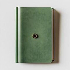 Poster - Minimalist and simple image of a green binder lying flat and centered on a plain isolated surface  The green binder is the main focus showcasing its color and clean organized design
