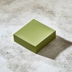 Poster - Minimalist Green Sticky Note Holder Lying Flat on Light Background with Clean Empty Surface and Copy Space for Product Placement or Branding